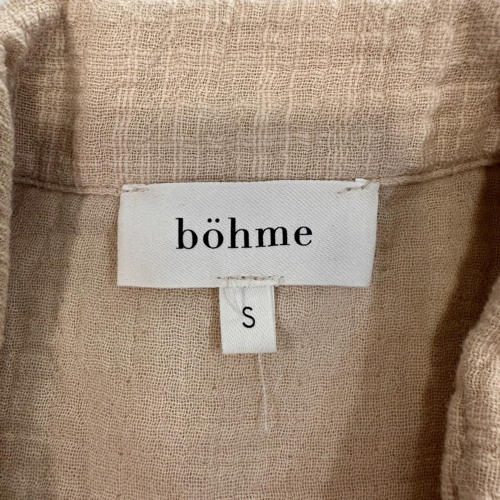 Bohme‎ Cotton Gauze Sleeveless Romper Women Size S Beige Button Front | Coastal